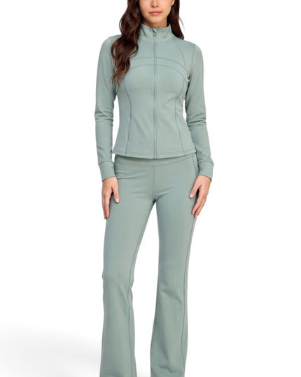 LU1002 Active Define Zip-Up Jacket – Flare Pant Set