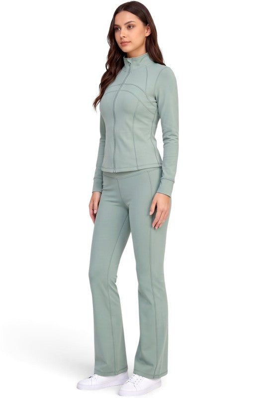 LU1002 Active Define Zip-Up Jacket – Flare Pant Set