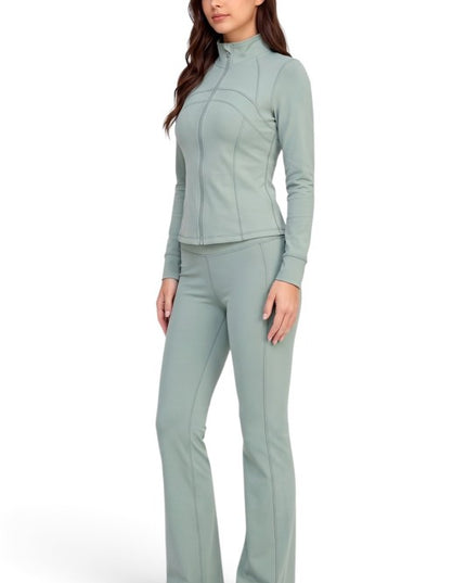 LU1002 Active Define Zip-Up Jacket – Flare Pant Set