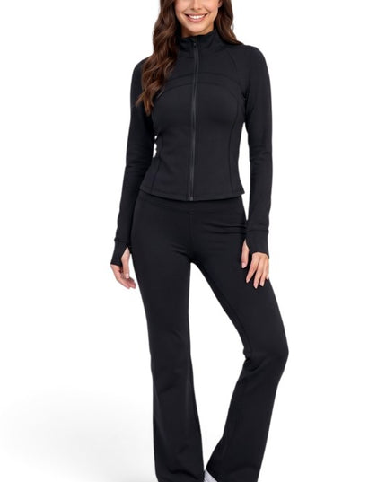 LU1002 Active Define Zip-Up Jacket – Flare Pant Set