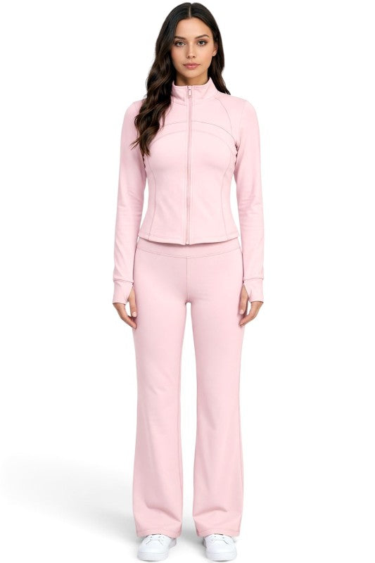 LU1002 Active Define Zip-Up Jacket – Flare Pant Set
