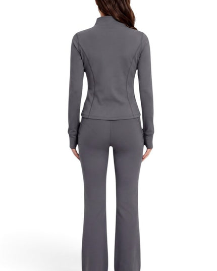LU2001 Fleece Define Zip-Up Jacket – Flare Pant Set