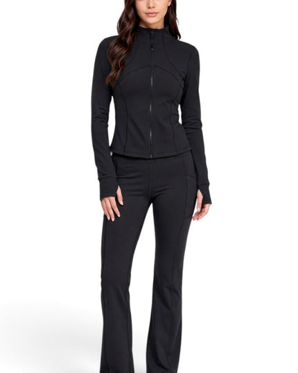LU2001 Fleece Define Zip-Up Jacket – Flare Pant Set