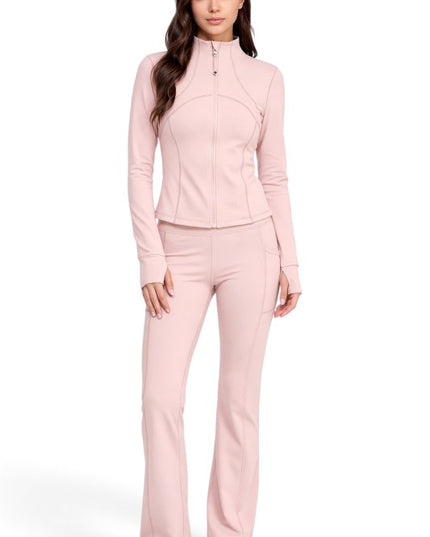LU2001 Fleece Define Zip-Up Jacket – Flare Pant Set