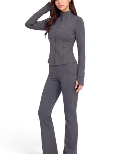 LU2001 Fleece Define Zip-Up Jacket – Flare Pant Set