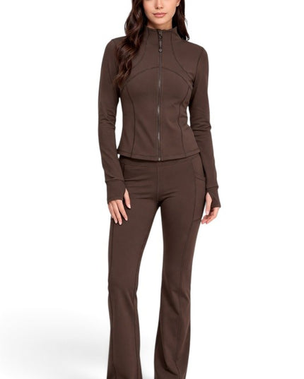 LU2001 Fleece Define Zip-Up Jacket – Flare Pant Set