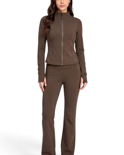 LU2002 Fleece Define Zip-Up Jacket – Flare Pant Set