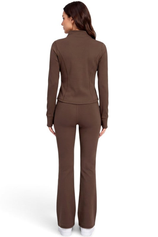 LU2002 Fleece Define Zip-Up Jacket – Flare Pant Set