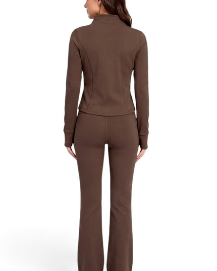 LU2002 Fleece Define Zip-Up Jacket – Flare Pant Set