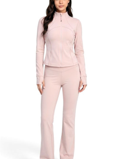 LU2002 Fleece Define Zip-Up Jacket – Flare Pant Set
