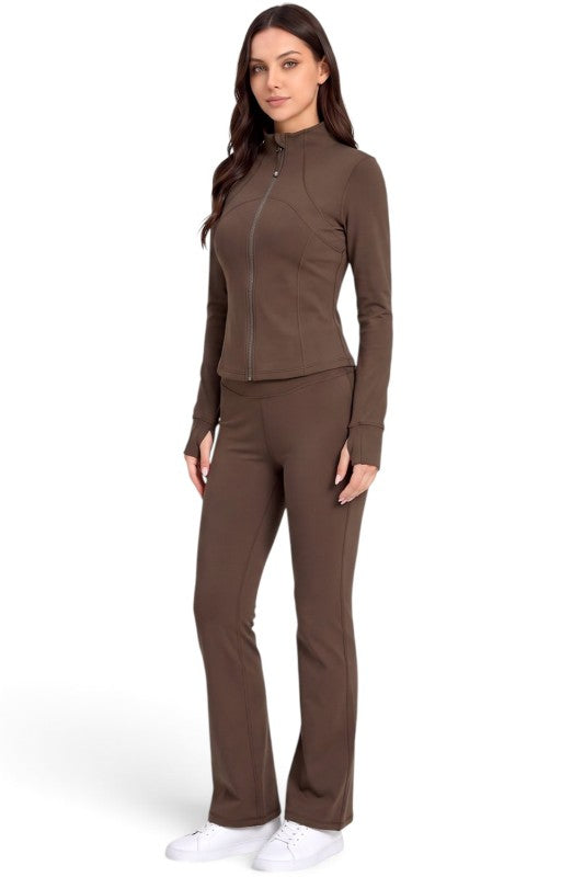 LU2002 Fleece Define Zip-Up Jacket – Flare Pant Set