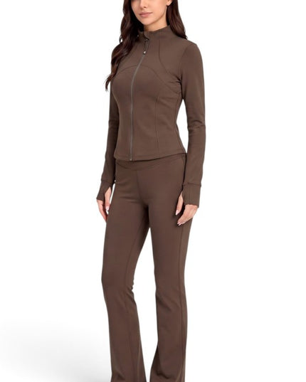 LU2002 Fleece Define Zip-Up Jacket – Flare Pant Set