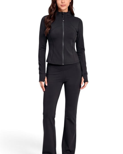 LU2002 Fleece Define Zip-Up Jacket – Flare Pant Set