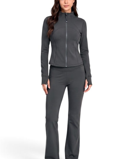 LU2002 Fleece Define Zip-Up Jacket – Flare Pant Set