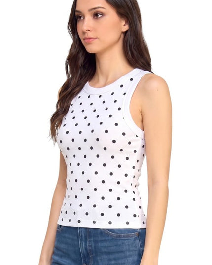 PT88 Polka Dot Print Ribbed – Racerback Tank Top