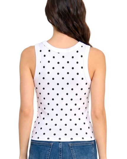 PT88 Polka Dot Print Ribbed – Racerback Tank Top