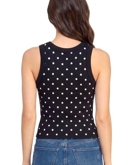 PT88 Polka Dot Print Ribbed – Racerback Tank Top