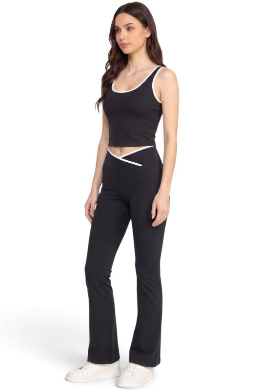 LA008 Flare Pants Set – Contrast Tank Active Style