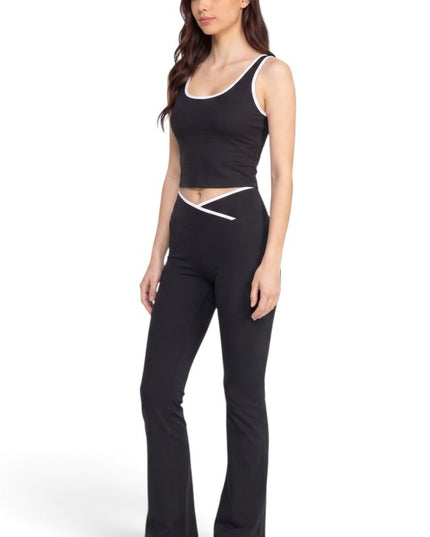LA008 Flare Pants Set – Contrast Tank Active Style