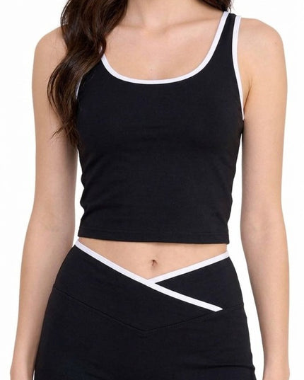 LA008 Flare Pants Set – Contrast Tank Active Style