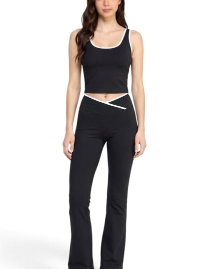 LA008 Flare Pants Set – Contrast Tank Active Style