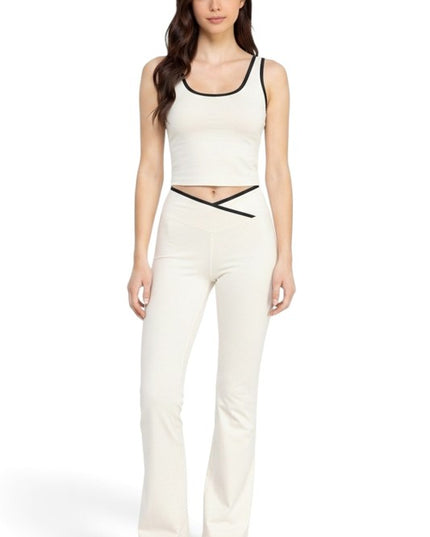 LA008 Flare Pants Set – Contrast Tank Active Style