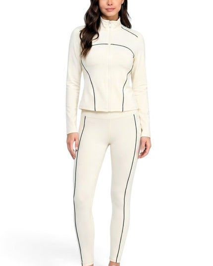 LU21M-SET Active Contrast Zip-Up Jacket – Yoga Pant Set