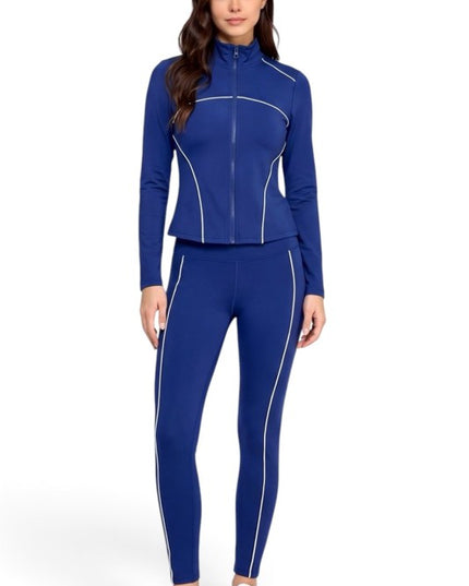 LU21M-SET Active Contrast Zip-Up Jacket – Yoga Pant Set
