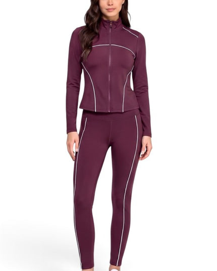 LU21M-SET Active Contrast Zip-Up Jacket – Yoga Pant Set