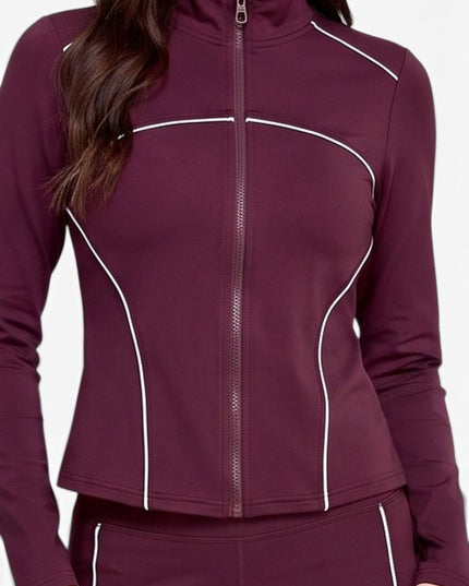 LU22M-SET Active Contrast Zip-Up Jacket – Flare Pant Set