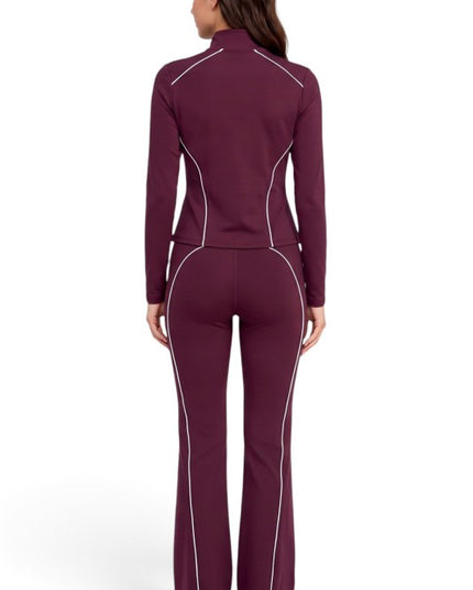 LU22M-SET Active Contrast Zip-Up Jacket – Flare Pant Set