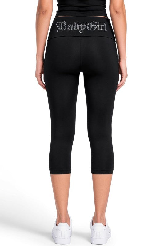LG91ST Baby Girl Rhinestone – Banded Waist Crop Leggings