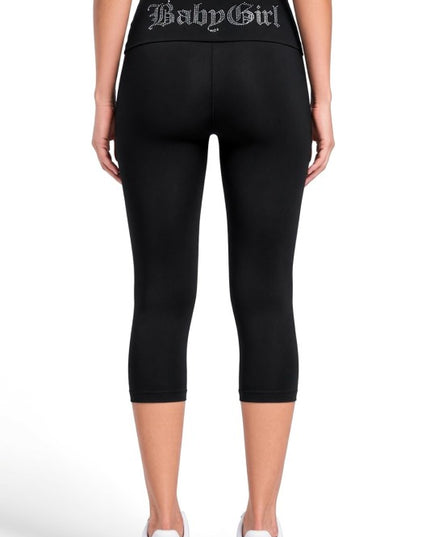 LG91ST Baby Girl Rhinestone – Banded Waist Crop Leggings
