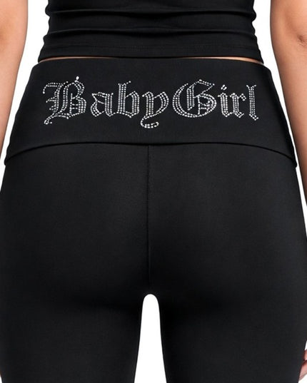 LG91ST Baby Girl Rhinestone – Banded Waist Crop Leggings