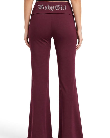 LG93ST Baby Girl Rhinestone – Banded Waist Flare Leggings