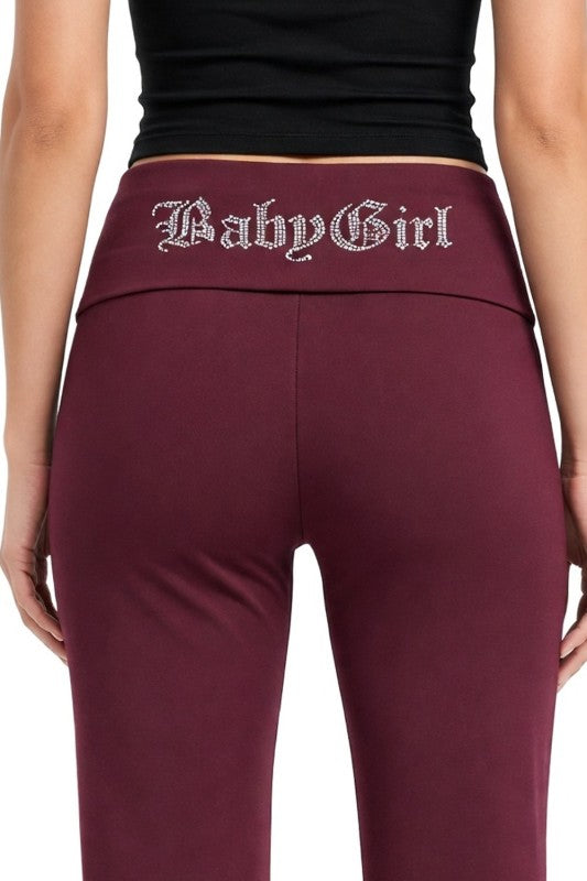 LG93ST Baby Girl Rhinestone – Banded Waist Flare Leggings