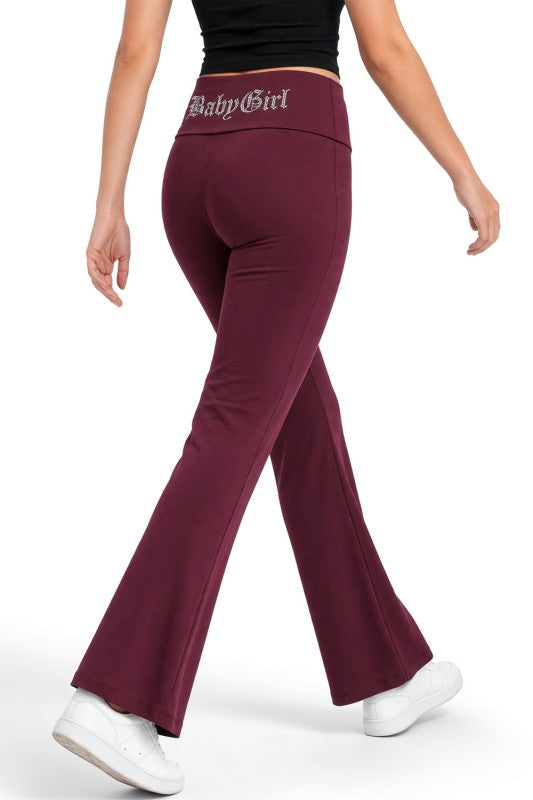 LG93ST Baby Girl Rhinestone – Banded Waist Flare Leggings