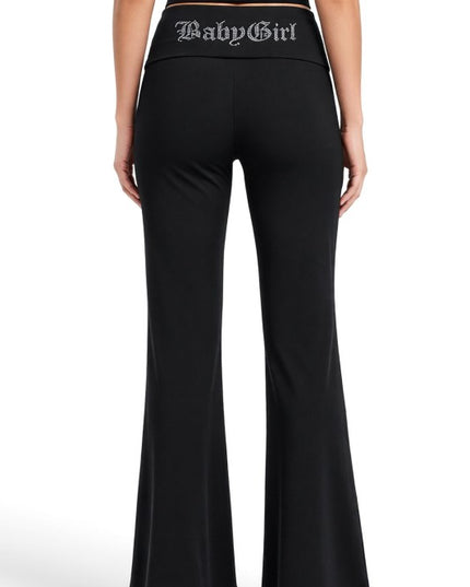 LG93ST Baby Girl Rhinestone – Banded Waist Flare Leggings
