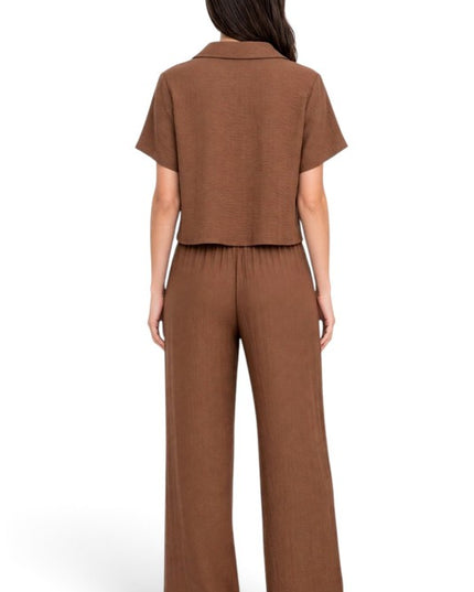 LELIS-501SET Linen-Inspired – Button-Down & Wide Leg Set