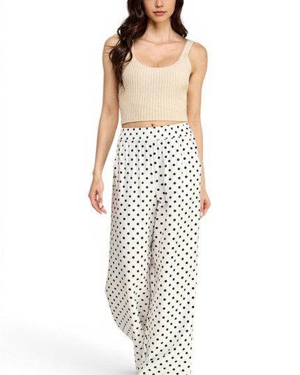 LELIS-05SP Linen-Inspired Polka Dot – Wide Leg Pants