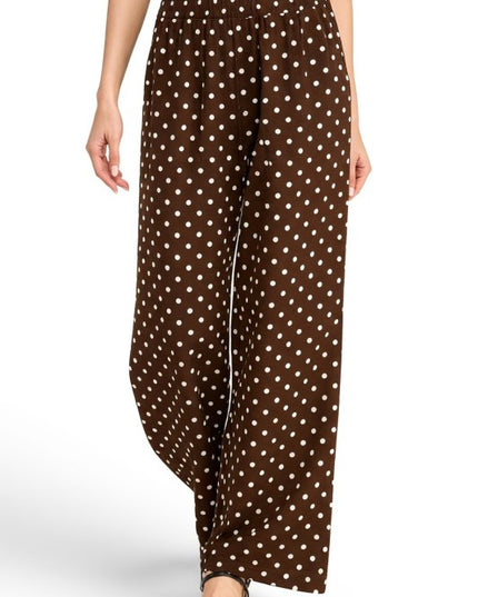 LELIS-05SP Linen-Inspired Polka Dot – Wide Leg Pants