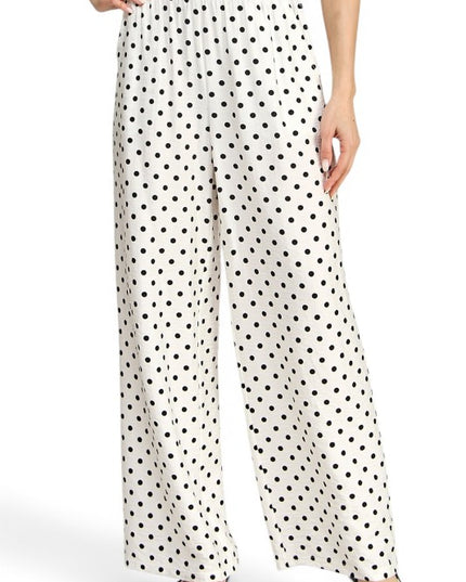 LELIS-05SP Linen-Inspired Polka Dot – Wide Leg Pants