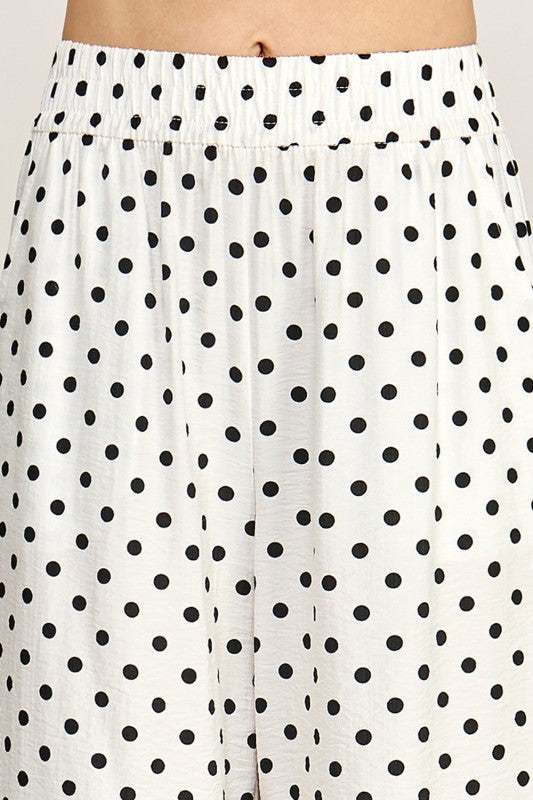 LELIS-05SP Linen-Inspired Polka Dot – Wide Leg Pants