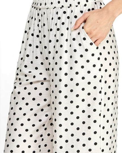 LELIS-05SP Linen-Inspired Polka Dot – Wide Leg Pants