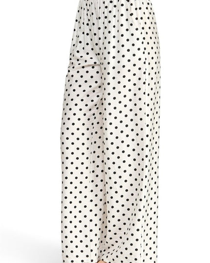 LELIS-05SP Linen-Inspired Polka Dot – Wide Leg Pants