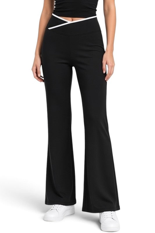 PY70EB Active Workout – Contrast Binding Envelope Waist Pants