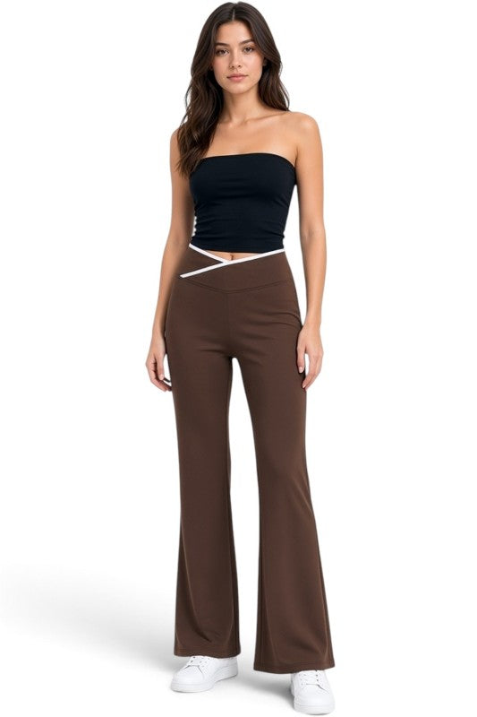 PY70EB Active Workout – Contrast Binding Envelope Waist Pants