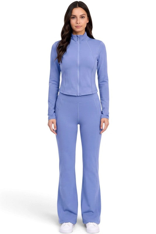 NX501SET Yoga Flare Pants Set – Contrast Jacket Active Style