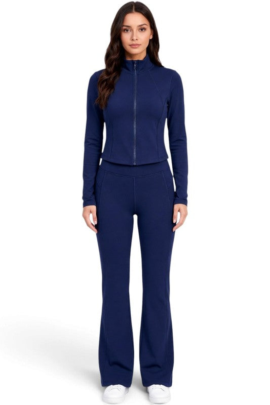 NX501SET Yoga Flare Pants Set – Contrast Jacket Active Style