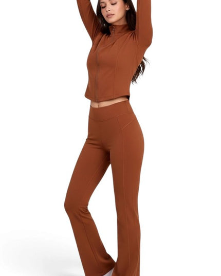 NX501SET Yoga Flare Pants Set – Contrast Jacket Active Style
